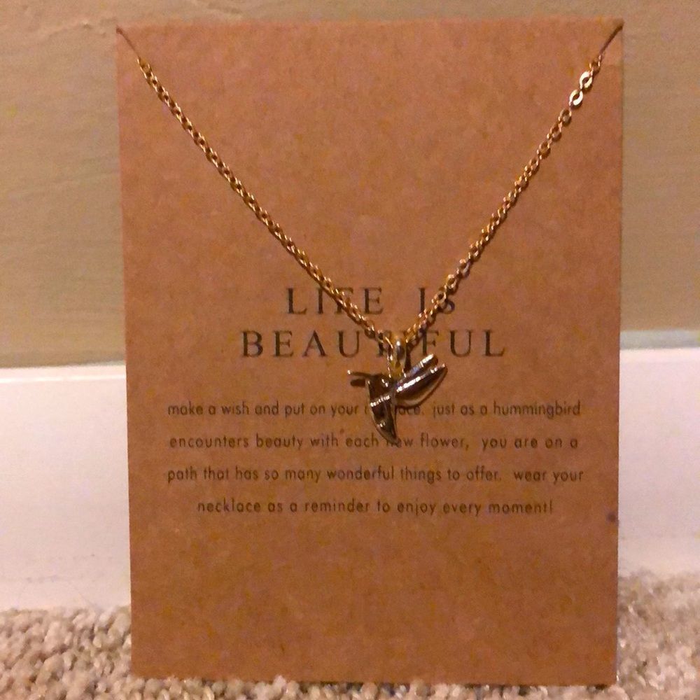 Hummingbird necklace- life is beautiful-Sold